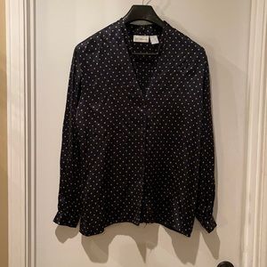 Liz Claiborne Navy and Gold Button Down